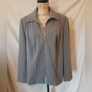 DRESSBARN Gray Plus Zip Jacket 18W